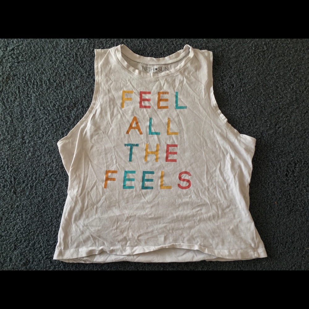 Feel All The Feels White Muscle Tank